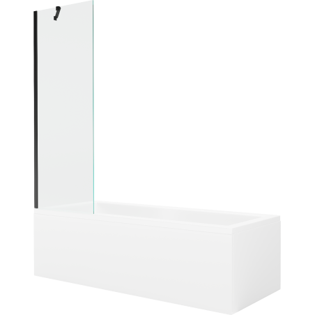 Mexen Cubik stačiakampė vonia 160 x 70 cm su apdaila ir 1-durų 60 cm pertvara, skaidri, juoda - 550316070X9506000070