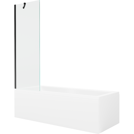 Mexen Cubik stačiakampė vonia 160 x 70 cm su apvalkalu ir 1 durų 60 cm širmos, skaidri, juoda - 550316070X9506000070