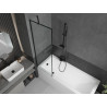 Mexen Cubik stačiakampė vonia 160 x 70 cm su apdaila ir vieno sparno sienele 60 cm, juodas raštas - 550316070X9506007070