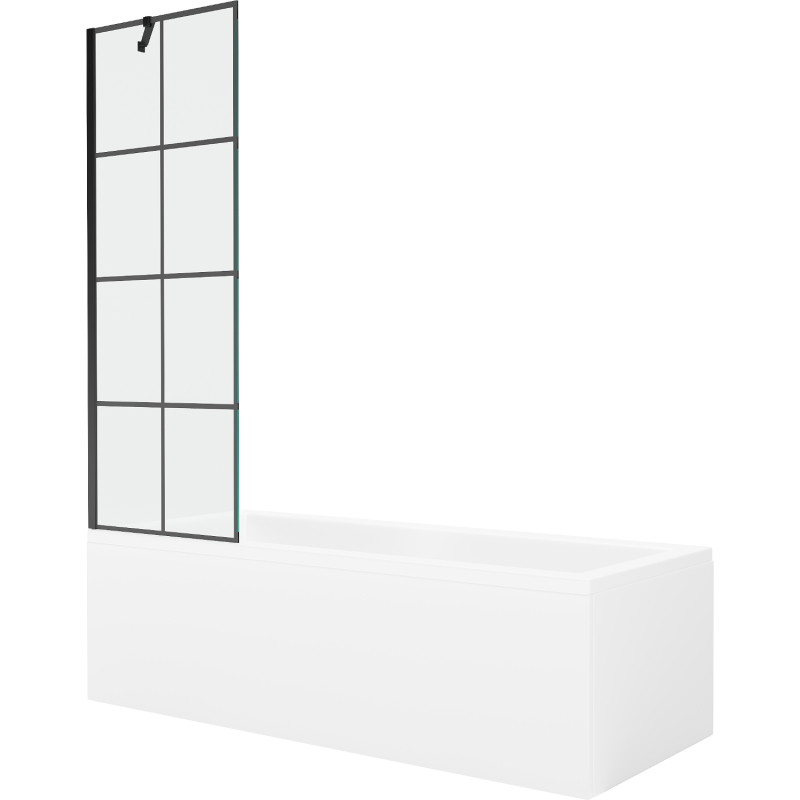 Mexen Cubik stačiakampė vonia 160 x 70 cm su apdaila ir vienkrypčiu 60 cm ekranu, juodas raštas - 550316070X9506007077