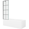 Mexen Cubik stačiakampė vonia 160 x 70 cm su apdaila ir vienasparne pertvara 60 cm, juodas raštas - 550316070X9506007077
