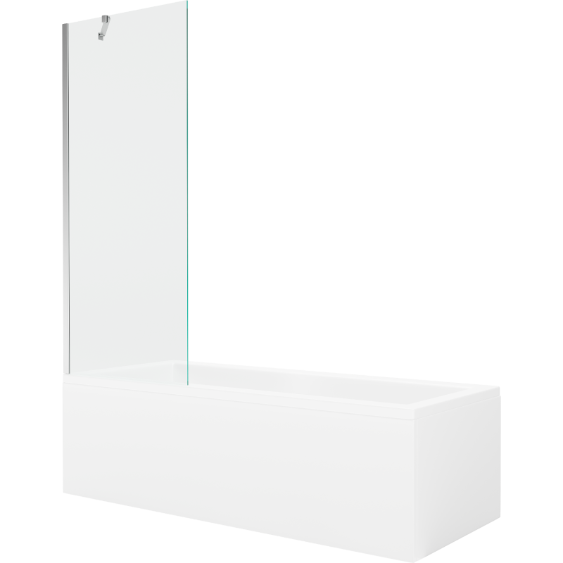 Mexen Cubik stačiakampė vonia 160 x 70 cm su korpusu ir 1 durų ekranu 70 cm, permatomas, chromas - 550316070X9507000001