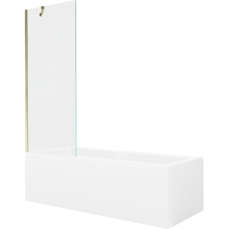 Mexen Cubik stačiakampė vonia 160 x 70 cm su apdaila ir vienos dalies pertvara 70 cm, permatoma, auksinė
