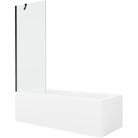 Mexen Cubik stačiakampė vonia 160 x 70 cm su apdaila ir 1 durų ekranu 70 cm, skaidri, juoda - 550316070X9507000070