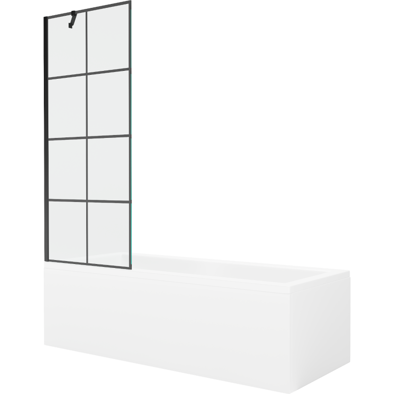 Mexen Cubik stačiakampė vonia 160 x 70 cm su apdaila ir vieno sparno 70 cm ekranas, juodas raštas - 550316070X9507007077