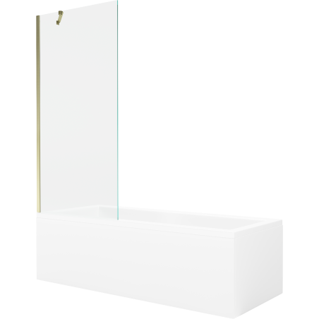 Mexen Cubik stačiakampė vonia 160 x 70 cm su apdaila ir vienos dalies 80 cm ekranu, permatomas, auksinis - 550316070X9508000050