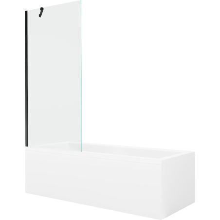 Mexen Cubik stačiakampė vonia 160 x 70 cm su apdaila ir 1 sparno 80 cm ekranu, skaidrus, juodas - 550316070X9508000070