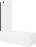 Mexen Cubik stačiakampė vonia 160 x 70 cm su apdaila ir vienos dalies 80 cm pertvara, permatoma, juoda - 550316070X9508000070