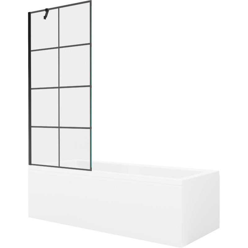 Mexen Cubik stačiakampė vonia 160 x 70 cm su apdaila ir vienvėriu sieneliu 80 cm, juodas raštas - 550316070X9508007077