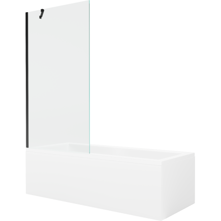 Mexen Cubik stačiakampė vonia 160 x 70 cm su apdaila ir 1-duris pertvara 90 cm, permatoma, juoda - 550316070X9509000070
