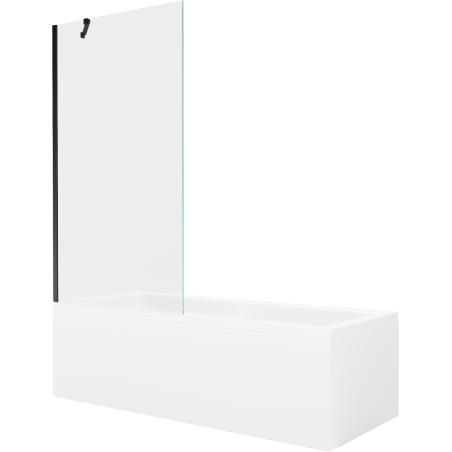 Mexen Cubik stačiakampė vonia 160 x 70 cm su apdaila ir 1 sparnu pasukama sienele 90 cm, permatoma, juoda - 550316070X9509000070