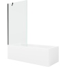 Mexen Cubik stačiakampė vonia 160 x 70 cm su apdaila ir 1-duris pertvara 90 cm, permatoma, juoda - 550316070X9509000070