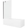 Mexen Cubik stačiakampė vonia 160 x 70 cm su apdaila ir 1 sparnu pasukama sienele 90 cm, permatoma, juoda - 550316070X9509000070