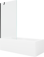 Mexen Cubik stačiakampė vonia 160 x 70 cm su apdaila ir 1-duris pertvara 90 cm, permatoma, juoda - 550316070X9509000070