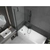 Mexen Cubik stačiakampė vonia 160 x 70 cm su apdaila ir 1-duris pertvara 90 cm, permatoma, juoda - 550316070X9509000070