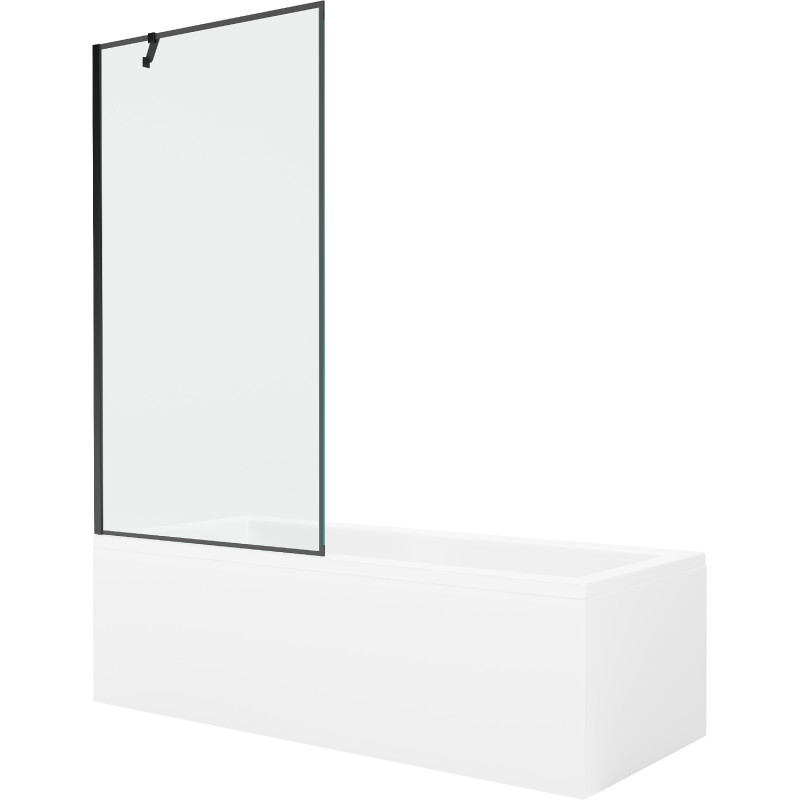Mexen Cubik stačiakampė vonia 160 x 70 cm su apdaila ir 1 sparno pertvara 90 cm, juodas raštas - 550316070X9509007070