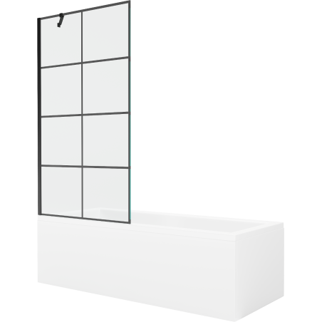 Mexen Cubik stačiakampė vonia 160 x 70 cm su apdaila ir vienvėriu 90 cm ekranu, juodas raštas - 550316070X9509007077