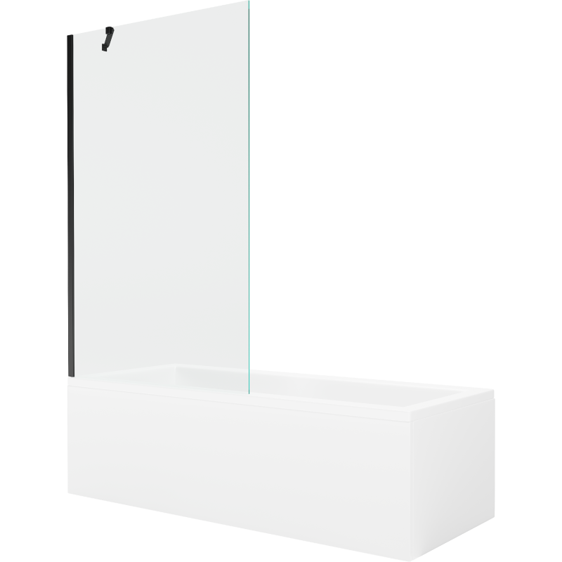 Mexen Cubik stačiakampė vonia 160 x 70 cm su korpusu ir vienos dalies ekranu 100 cm, skaidri, juoda - 550316070X9510000070