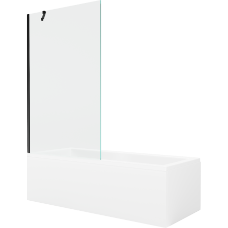 Mexen Cubik stačiakampė vonia 160 x 70 cm su korpusu ir vienos dalies ekranu 100 cm, skaidri, juoda - 550316070X9510000070