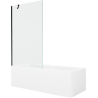 Mexen Cubik stačiakampė vonia 160 x 70 cm su apdaila ir vieno sparno pertvara 100 cm, skaidri, juoda - 550316070X9510000070