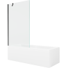 Mexen Cubik stačiakampė vonia 160 x 70 cm su korpusu ir vienos dalies ekranu 100 cm, skaidri, juoda - 550316070X9510000070