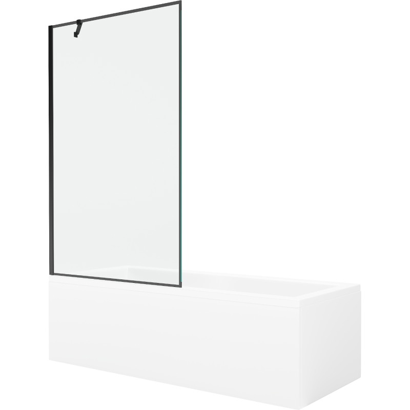 Mexen Cubik stačiakampė vonia 160 x 70 cm su apdaila ir vienos dalies ekranas 100 cm, juodas raštas - 550316070X9510007070