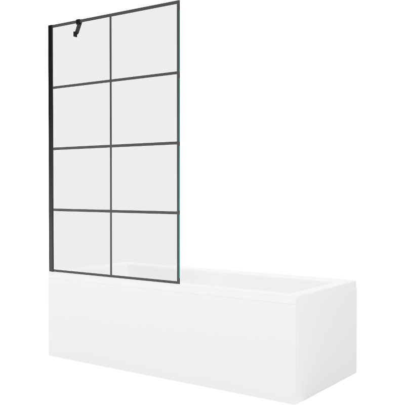 Mexen Cubik stačiakampė vonia 160 x 70 cm su dangčiu ir 1 sparno 100 cm pertvara, juodas raštas - 550316070X9510007077