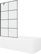 Mexen Cubik stačiakampė vonia 160 x 70 cm su dangčiu ir 1 sparno 100 cm pertvara, juodas raštas - 550316070X9510007077