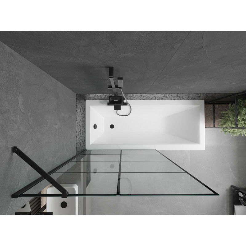 Mexen Cubik stačiakampė vonia 160 x 70 cm su apdaila ir vienos atramos 100 cm skydu, juodas raštas - 550316070X9510007077