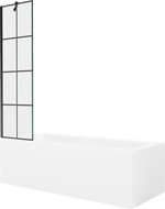 Mexen Cubik stačiakampė vonia 170 x 70 cm su apdaila ir vieno varčios 50 cm širma, juodas raštas - 550317070X9505007077
