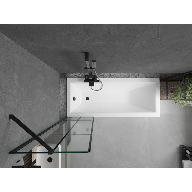 Mexen Cubik stačiakampė vonia 170 x 70 cm su apdaila ir vienaskersiu šoniniu ekranu 50 cm, juodas raštas - 550317070X9505007077