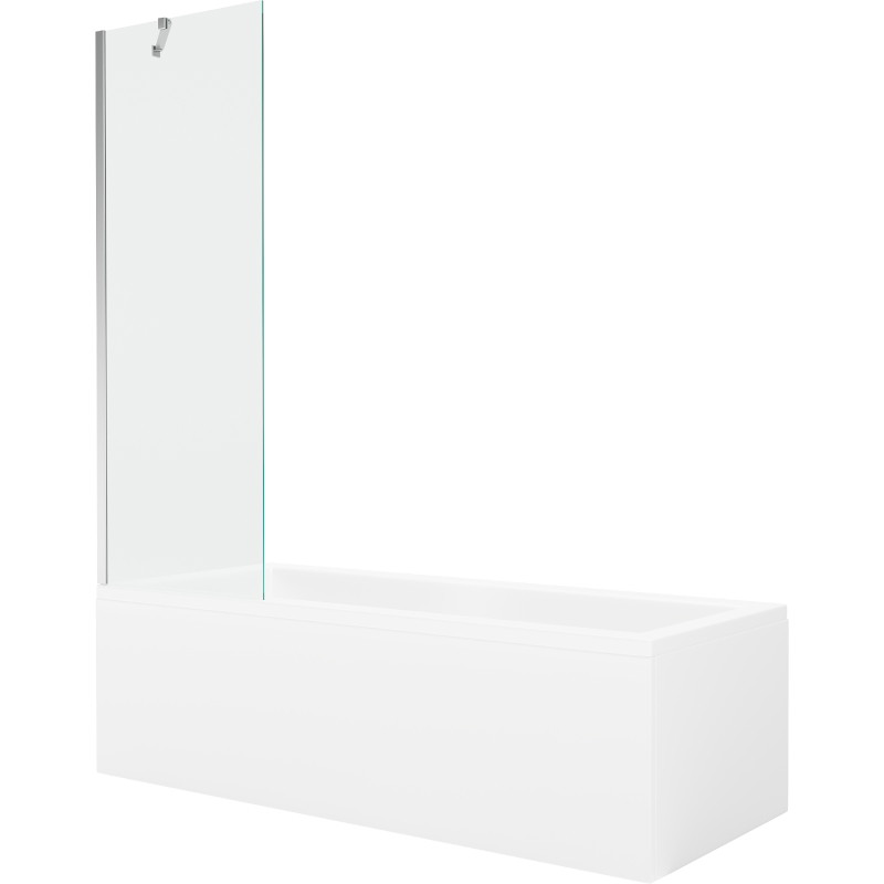 Mexen Cubik stačiakampė vonia 170 x 70 cm su apdaila ir vieno sparno pertvara 60 cm, skaidri, chromas - 550317070X9506000001