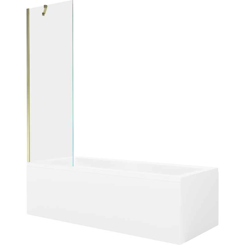 Mexen Cubik stačiakampė vonia 170 x 70 cm su plokštine ir 1 dalių širma 60 cm, permatoma, auksinė - 550317070X9506000050