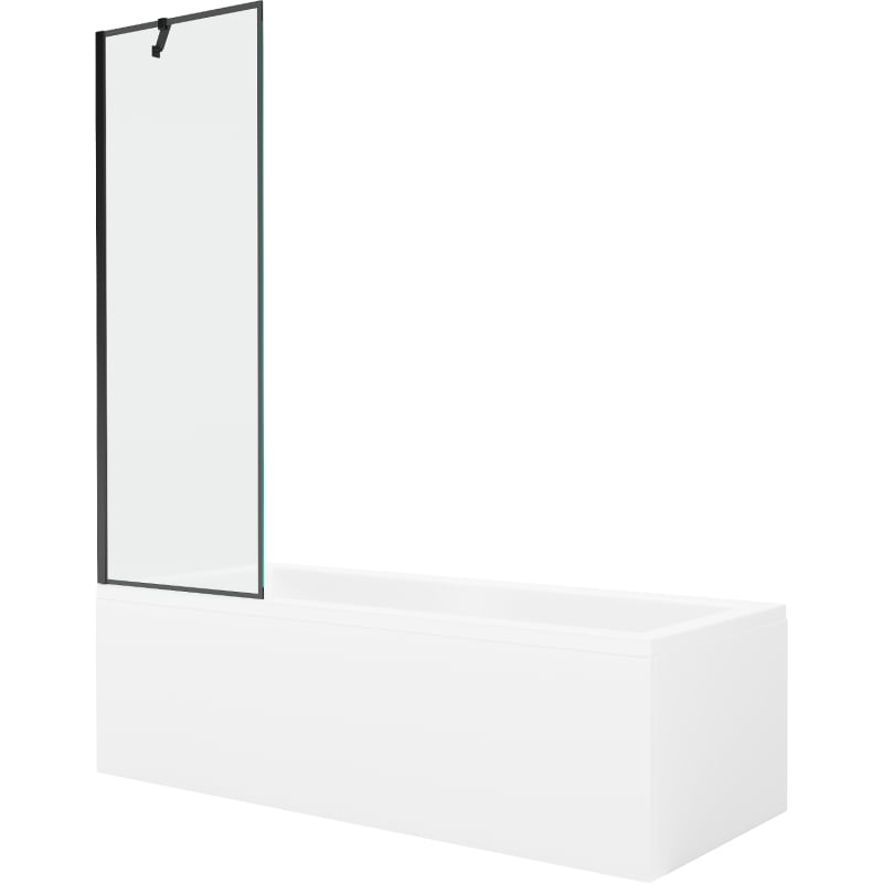 Mexen Cubik stačiakampė vonia 170 x 70 cm su apdaila ir vienos dalies širma 60 cm, juodas raštas - 550317070X9506007070