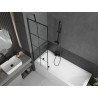 Mexen Cubik stačiakampė vonia 170 x 70 cm su apdaila ir 1-durų 60 cm užuolaida, juodas raštas - 550317070X9506007077