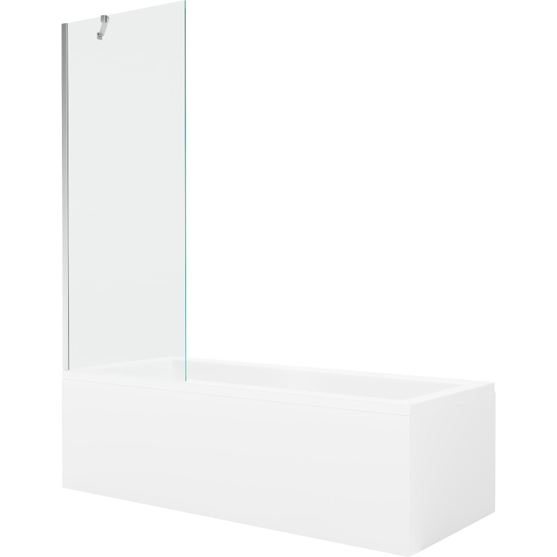 Mexen Cubik stačiakampė vonia 170 x 70 cm su apdaila ir 1 sparno 70 cm ekranu, skaidri, chromuota - 550317070X9507000001