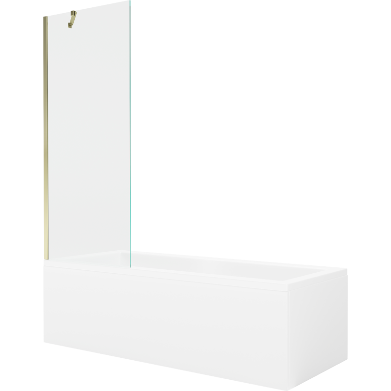 Mexen Cubik stačiakampė vonia 170 x 70 cm su apdaila ir vienos dalies 70 cm ekranu, skaidrus, auksinis - 550317070X9507000050