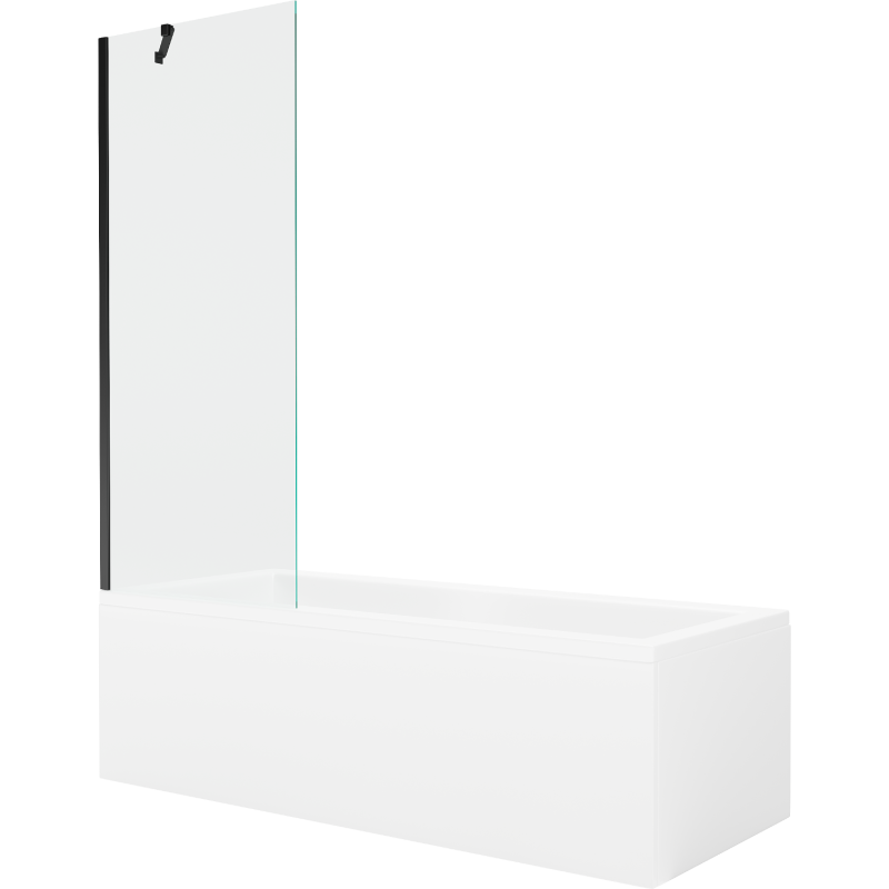 Mexen Cubik stačiakampė vonia 170 x 70 cm su apdaila ir vienos dalies 70 cm dušo siena, permatoma, juoda - 550317070X9507000070