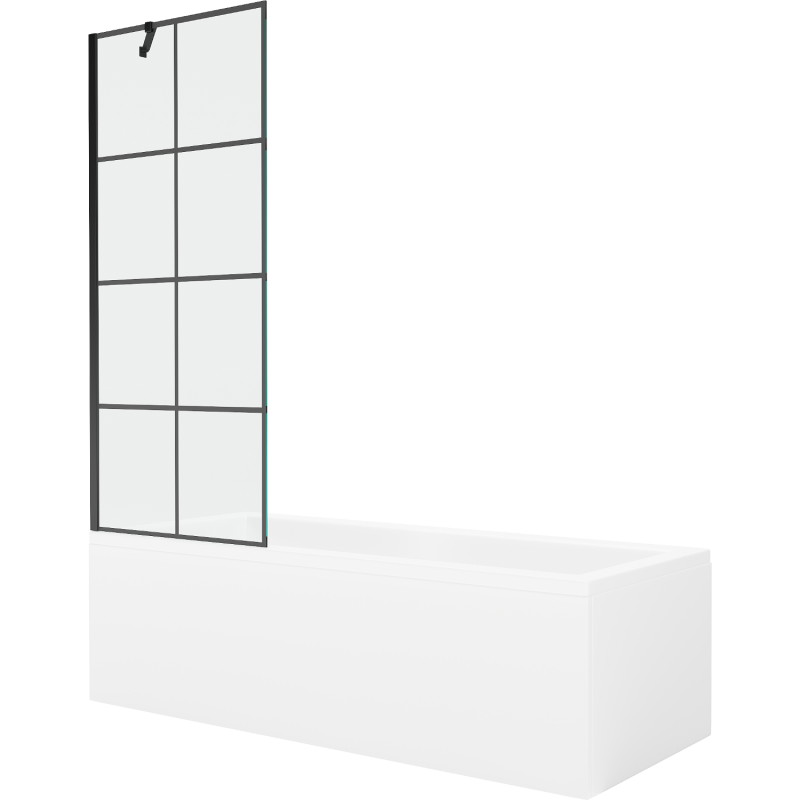 Mexen Cubik stačiakampė vonia 170 x 70 cm su apdaila ir vieno sparno ekranu 70 cm, juodas raštas - 550317070X9507007077