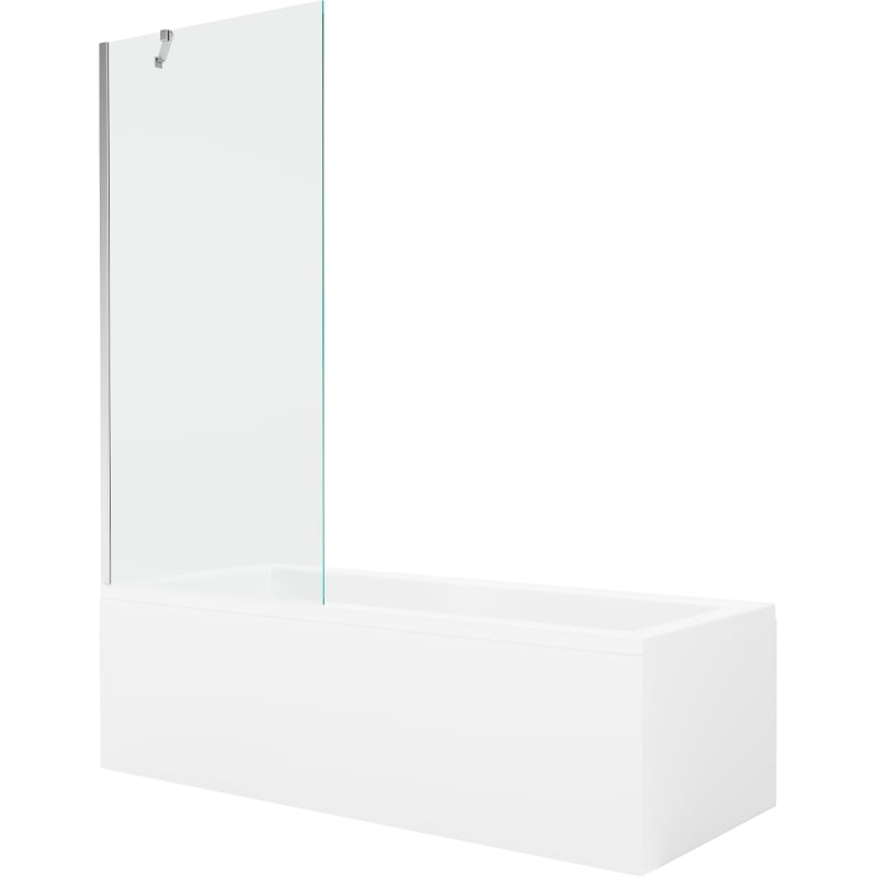 Mexen Cubik stačiakampė vonia 170 x 70 cm su apdaila ir vienos dalies ekranas 80 cm, permatomas, chromas