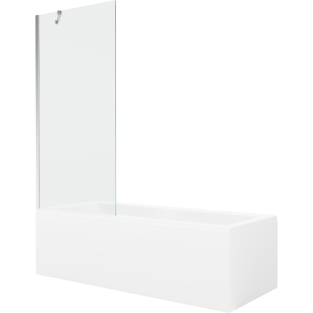 Mexen Cubik stačiakampė vonia 170 x 70 cm su apdaila ir vienos dalies ekranas 80 cm, permatomas, chromas