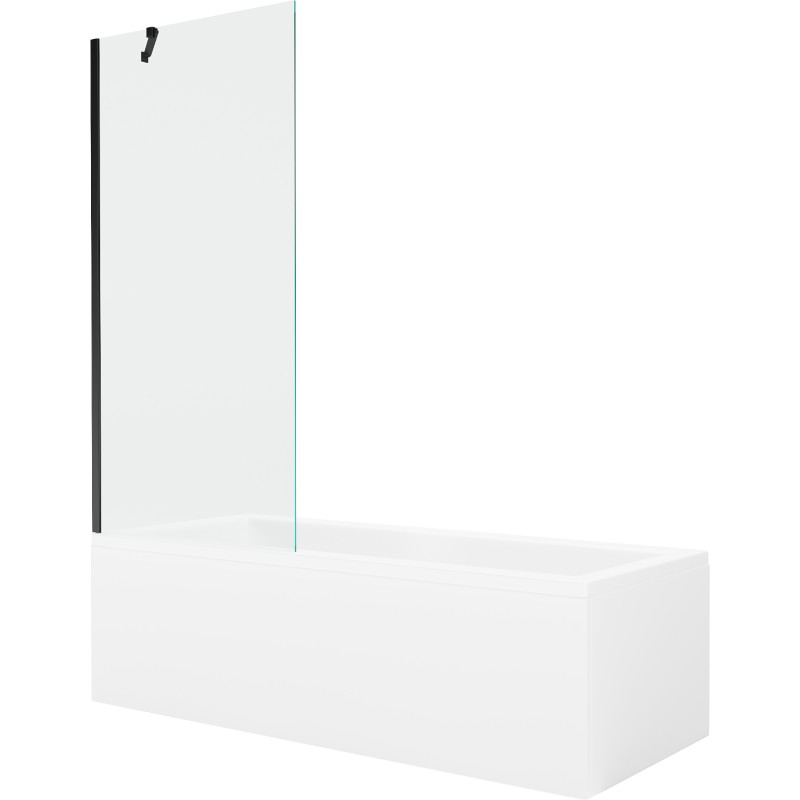Mexen Cubik stačiakampė vonia 170 x 70 cm su apdaila ir vieno varčios peronu 80 cm, skaidrus, juodas - 550317070X9508000070