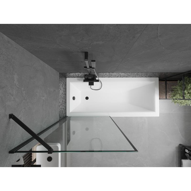 Mexen Cubik stačiakampė vonia 170 x 70 cm su apdaila ir 1-durių ekrano 80 cm, juodas raštas - 550317070X9508007070