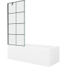 Mexen Cubik stačiakampė vonia 170 x 70 cm su apdaila ir 1-sparnio 80 cm pertvara, juodas raštas - 550317070X9508007077