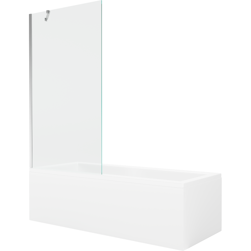 Mexen Cubik stačiakampė vonia 170 x 70 cm su apdaila ir 1-durų pertvara 90 cm, skaidrus, chromas - 550317070X9509000001