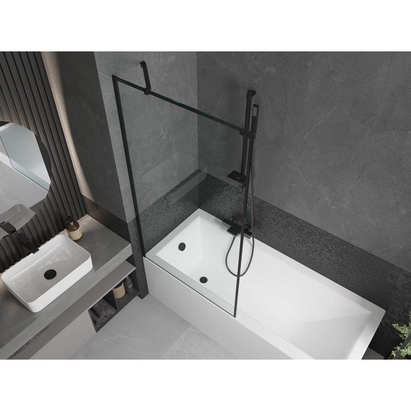 Mexen Cubik stačiakampė vonia 170 x 70 cm su apdaila ir vieno lapo ekranu 90 cm, juodas raštas - 550317070X9509007070