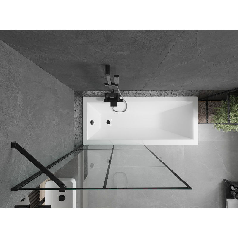 Mexen Cubik stačiakampė vonia 170 x 70 cm su apdaila ir vieno sparno ekranu 90 cm, juodas raštas - 550317070X9509007077