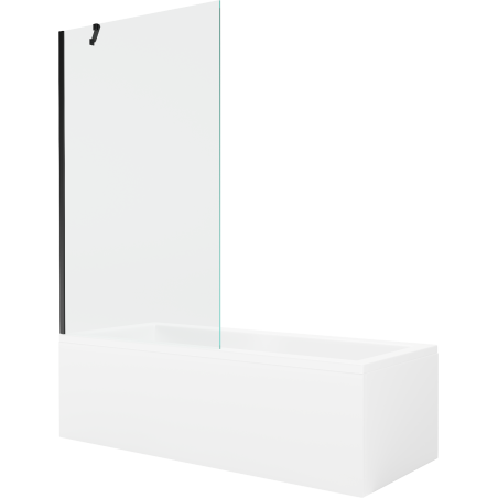 Mexen Cubik stačiakampė vonia 170 x 70 cm su apdaila ir 1-durio pertvara 100 cm, permatoma, juoda - 550317070X9510000070