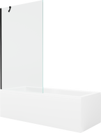 Mexen Cubik stačiakampė vonia 170 x 70 cm su apdaila ir 1-durio pertvara 100 cm, permatoma, juoda - 550317070X9510000070