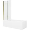 Mexen Cubik stačiakampė vonia 150 x 70 cm su apdaila ir 2-jų dalių širmu 80 cm, permatoma, auksinė - 550315070X9208025000